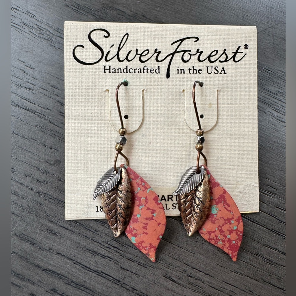 NWT Made in USA Leaf Earrings Steel Ear wire